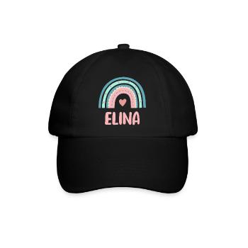 Elina Name Regenbogen Baby - Baseballkappe - Schwarz/Schwarz - Vorne