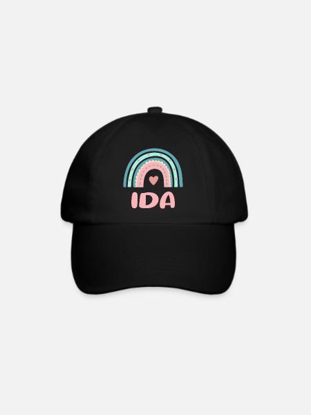 Ida Name Regenbogen Baby - Baseballkappe - Schwarz/Schwarz