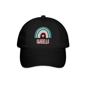 Isabella Name Regenbogen Baby - Baseballkappe - Schwarz/Schwarz - Vorne