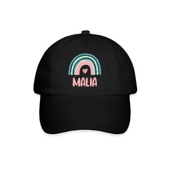 Malia Name Regenbogen Baby - Baseballkappe - Schwarz/Schwarz - Vorne
