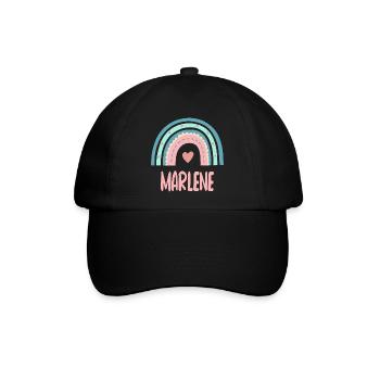 Marlene Name Regenbogen Baby - Baseballkappe - Schwarz/Schwarz - Vorne