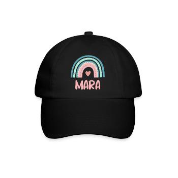 Mara Name Regenbogen Baby - Baseballkappe - Schwarz/Schwarz - Vorne