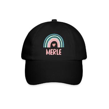 Merle Name Regenbogen Baby - Baseballkappe - Schwarz/Schwarz - Vorne