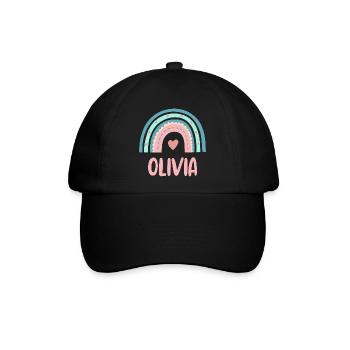 Olivia Name Regenbogen Baby - Baseballkappe - Schwarz/Schwarz - Vorne