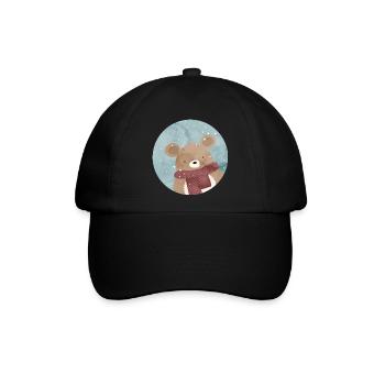 zuckersüßer goldiger Bär im Winter wenn es schneit - Baseballkappe - Schwarz/Schwarz - Vorne