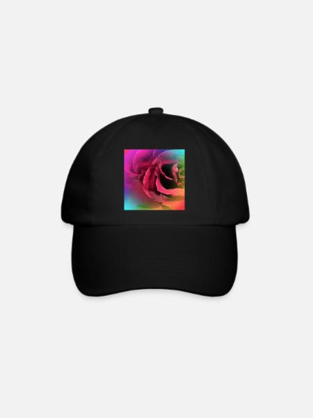 Kreatives mehrfarbiges Foto einer Rose - Baseballkappe - Schwarz/Schwarz