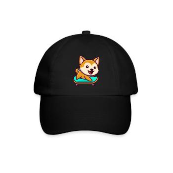 Skateboard Hund Nette Skateboarding Doggy Canine - Baseballkappe - Schwarz/Schwarz - Vorne