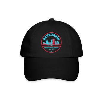Reykjavík Skyline Stadtbadge - Baseballkappe - Schwarz/Schwarz - Vorne