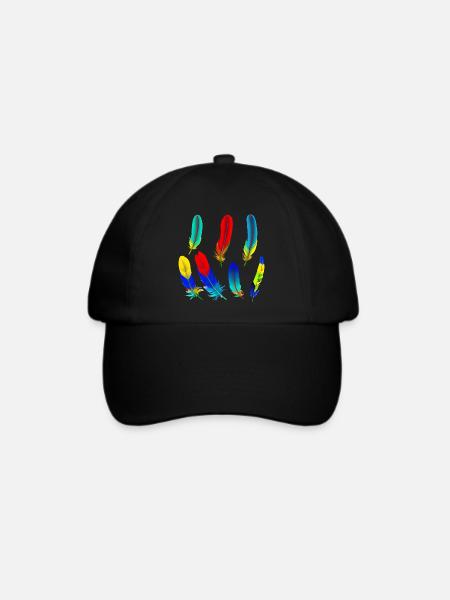 Papagei Federn - Baseballkappe - Schwarz/Schwarz