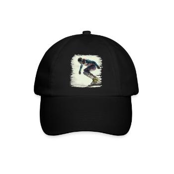 Skifahren ist eine beliebte Wintersportart - Baseballkappe - Schwarz/Schwarz - Vorne