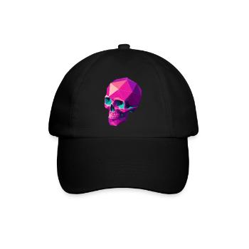 Geometrischer Schädel - Baseballkappe - Schwarz/Schwarz - Vorne