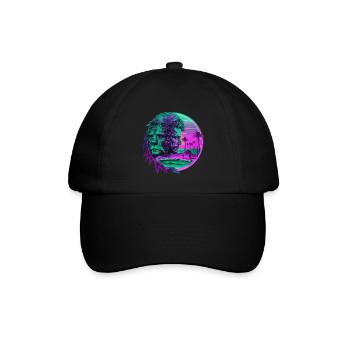 Retro Sternzeichen Tierkreiszeichen Löwe Horoskop - Baseballkappe - Schwarz/Schwarz - Vorne
