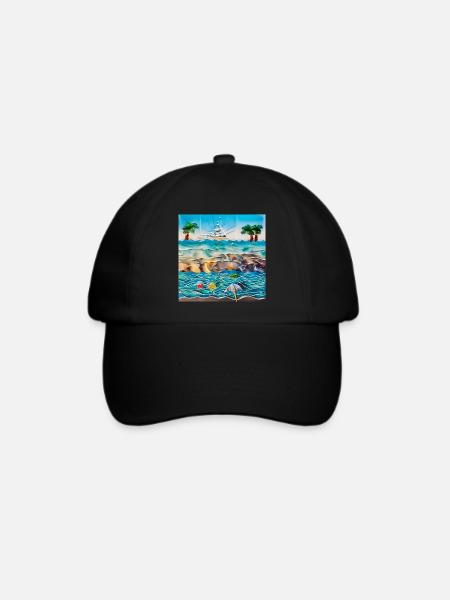 Sonniger Tag am Meer - Baseballkappe - Schwarz/Schwarz