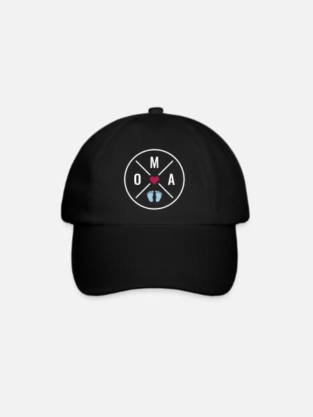 OMA HERZ BABY BABYFÜßE LIEBE Farben anpassbar OMA - Baseballkappe - Schwarz/Schwarz
