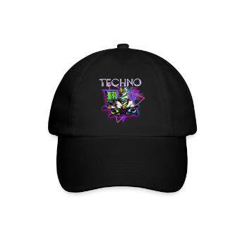 Techno Techno Musik Party Energie - Baseballkappe - Schwarz/Schwarz - Vorne