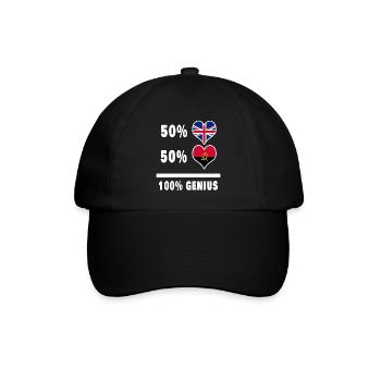 Angola und Großbritannien 100% Genius Flagge - Baseballkappe - Schwarz/Schwarz - Vorne