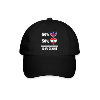 Libanon und Großbritannien 100% Genius Flagge - Baseballkappe - Schwarz/Schwarz - Vorne