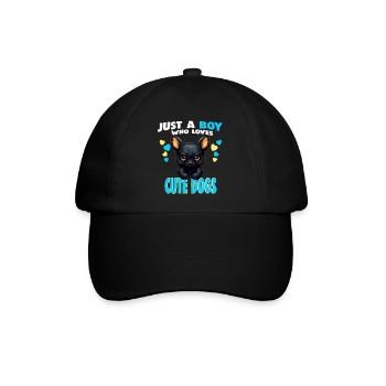 Just a Boy who Loves cute dogs - Baseballkappe - Schwarz/Schwarz - Vorne