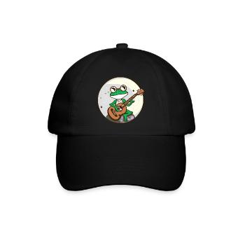 Mondschein Frosch mit Gitarre - Baseballkappe - Schwarz/Schwarz - Vorne