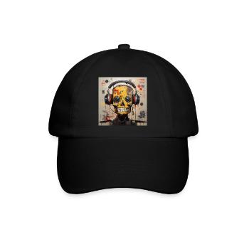 SCHÄDEL-MUSIK STREEET-KUNST - Baseballkappe - Schwarz/Schwarz - Vorne