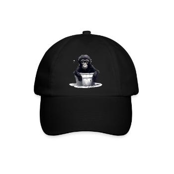 Ein Affe trotzt dem Klimawandel - Baseballkappe - Schwarz/Schwarz - Vorne