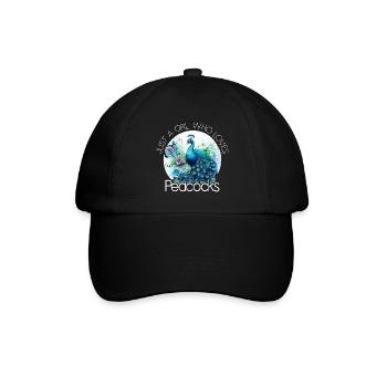 Pfau Blumen Pfauenfeder Exotisch Farbenfroh Bunt - Baseballkappe - Schwarz/Schwarz - Vorne
