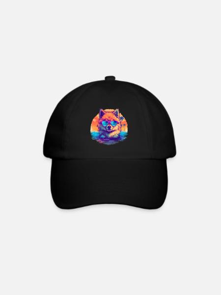 Retro Pomeranian - Baseballkappe - Schwarz/Schwarz