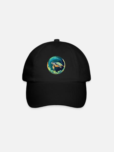 Schildkröte - Baseballkappe - Schwarz/Schwarz