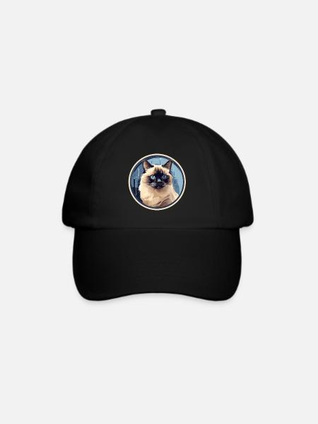 Birma Katze - Baseballkappe - Schwarz/Schwarz