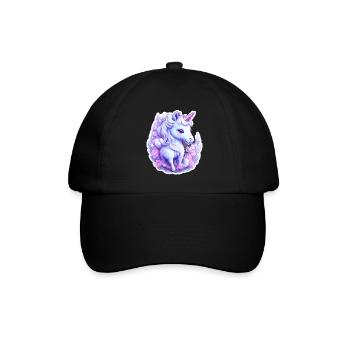 Niedliches Einhorn - Baseballkappe - Schwarz/Schwarz - Vorne