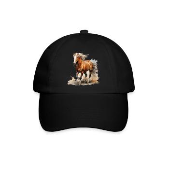 Ein Pferd ist eine Quelle des Glücks - Baseballkappe - Schwarz/Schwarz - Vorne