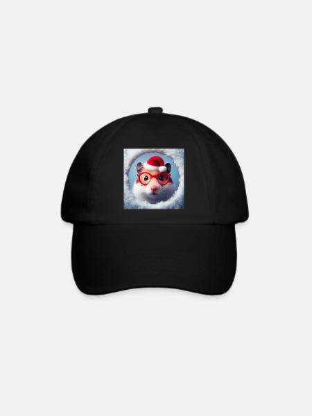 Hamster als Weihnachtsmann - Baseballkappe - Schwarz/Schwarz
