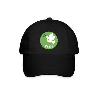 Taube des Friedens und des Herzens - Baseballkappe - Schwarz/Schwarz - Vorne