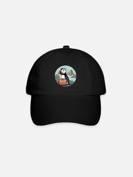 Papageientaucher - Baseballkappe - Schwarz/Schwarz