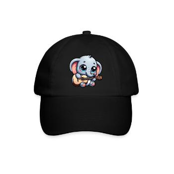 Elefant Gitarre spielen Jumbo Melodien Baby Te - Baseballkappe - Schwarz/Schwarz - Vorne