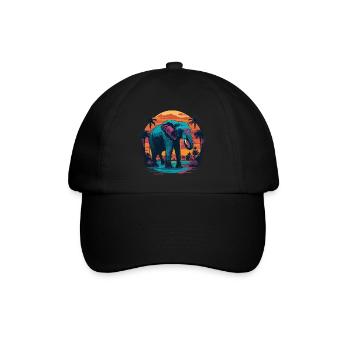 Elefant - Baseballkappe - Schwarz/Schwarz - Vorne