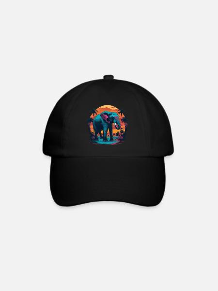 Elefant - Baseballkappe - Schwarz/Schwarz