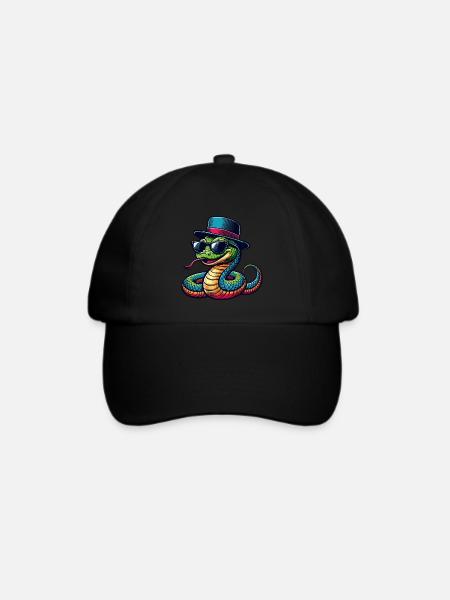 Coole Schlange - Baseballkappe - Schwarz/Schwarz