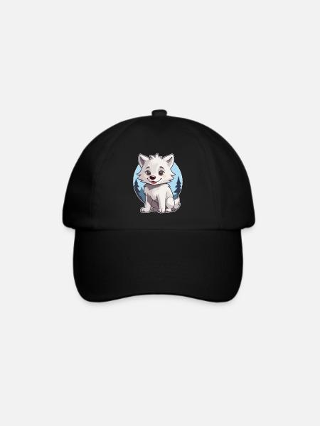 Niedlicher Wolf oder Hund Husky - Baseballkappe - Schwarz/Schwarz