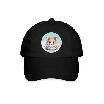Niedlicher pastellfarbener Aquarellhamster - Baseballkappe - Schwarz/Schwarz - Vorne