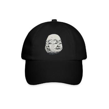 Buddha Kopf vier Gesichter Freude Zufriedenheit - Baseballkappe - Schwarz/Schwarz - Vorne