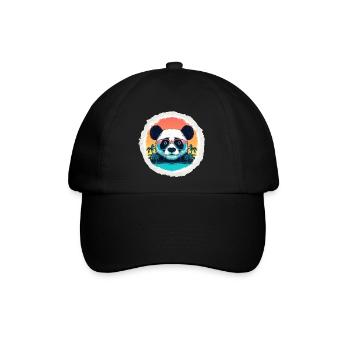 Baby-Panda im Urlaub - Baseballkappe - Schwarz/Schwarz - Vorne
