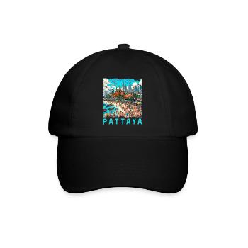 Pattaya Thailand Strand Design - Baseballkappe - Schwarz/Schwarz - Vorne