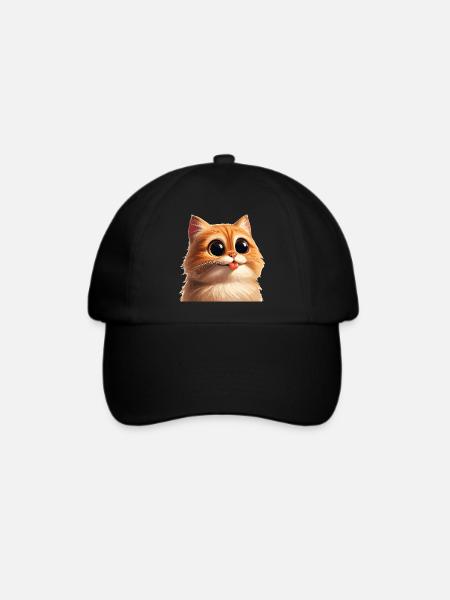 Katze mit riesigen Augen - Baseballkappe - Schwarz/Schwarz