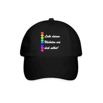 nächstenliebe 3 - Baseballkappe - Schwarz/Schwarz - Vorne