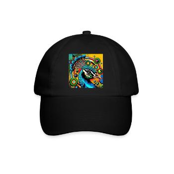 Pfau Pop Art - Baseballkappe - Schwarz/Schwarz - Vorne