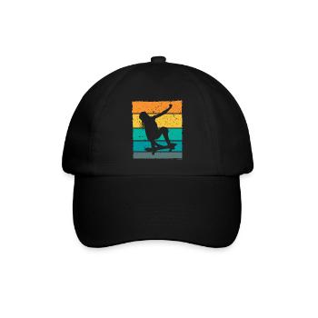 Retro Skaterin Skater Skateboarder Skateboard - Baseballkappe - Schwarz/Schwarz - Vorne