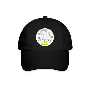 Spruch Kita-Abschied - Wachsen - Kinder Regenbogen - Baseballkappe - Schwarz/Schwarz - Vorne