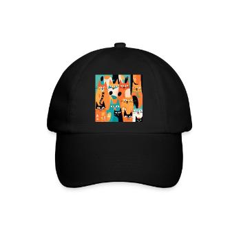 Boho Cats Abstrakt Plants - Baseballkappe - Schwarz/Schwarz - Vorne