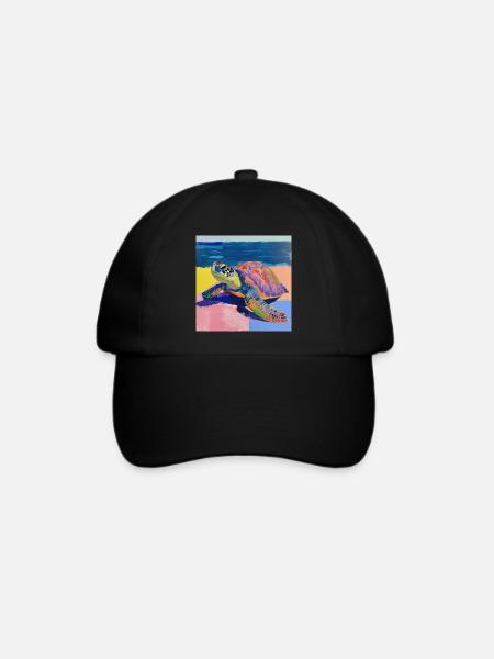 schildkröte, bunt, tier, geschenk, geschenkidee - Baseballkappe - Schwarz/Schwarz